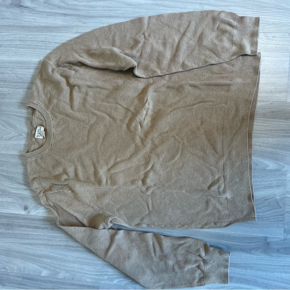 J. Crew Tan Crewneck Sweater Soft Cotton Versatile